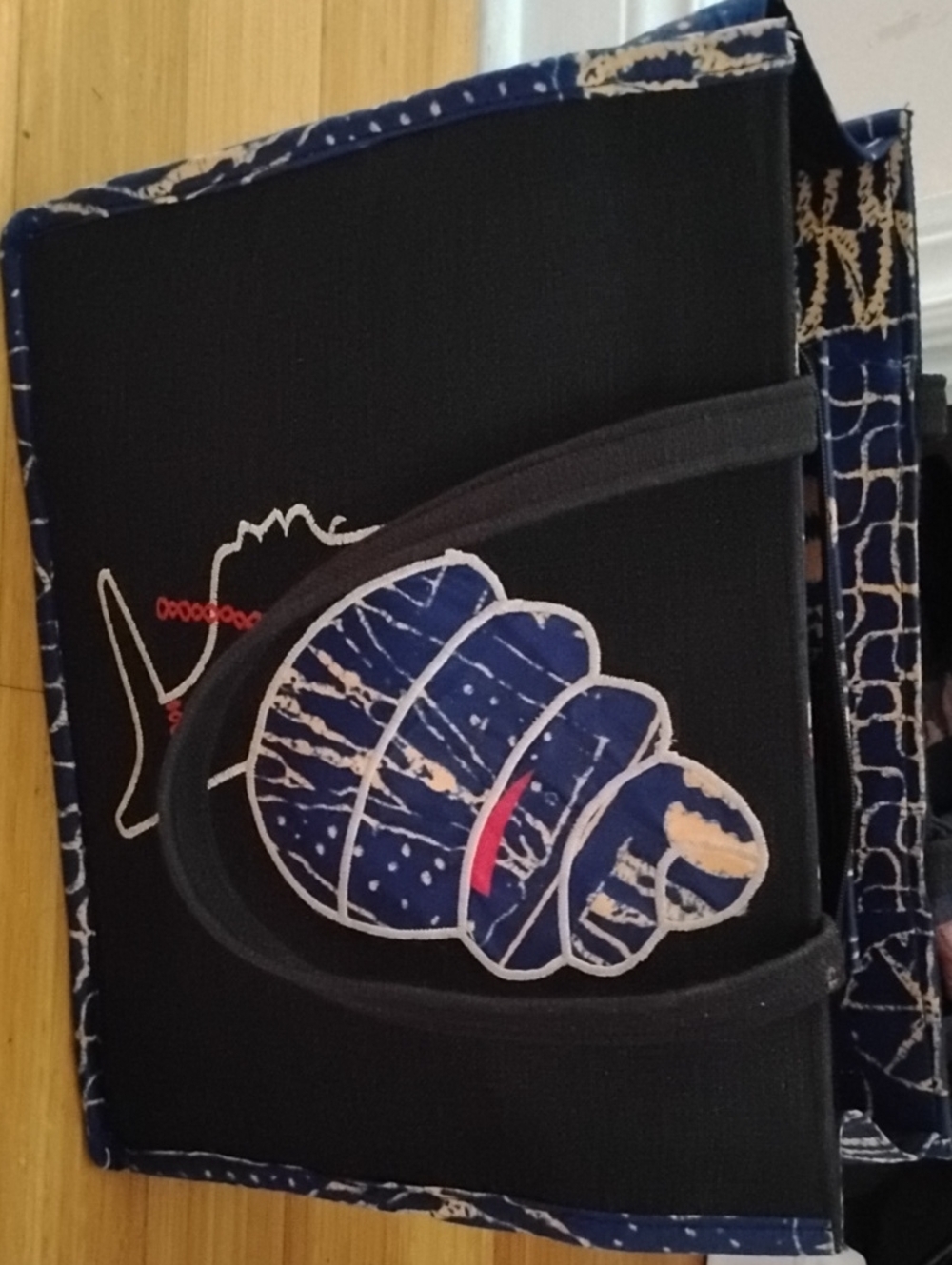 Navy Shell Applique Tote Bag